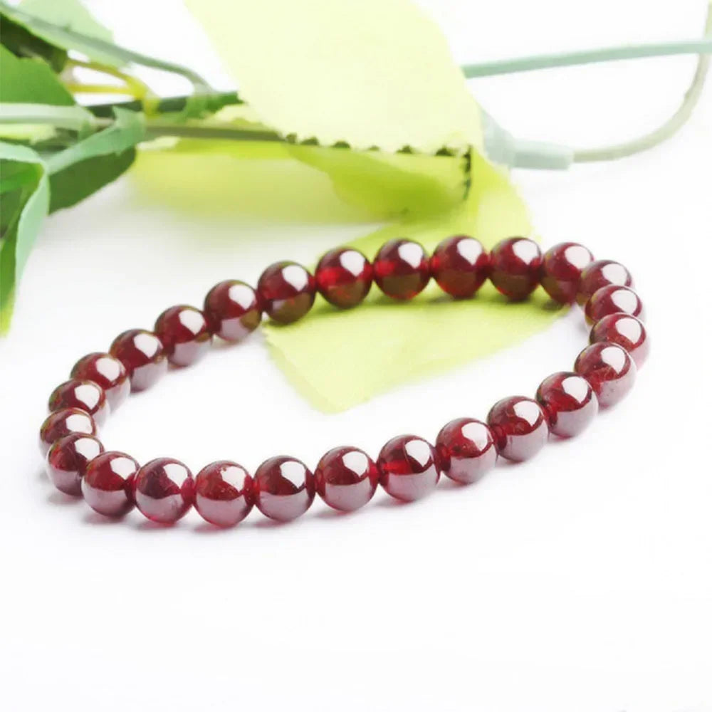 FBA Natural Garnet Beaded Charm Bracelet | Men's & Women's Jewelry