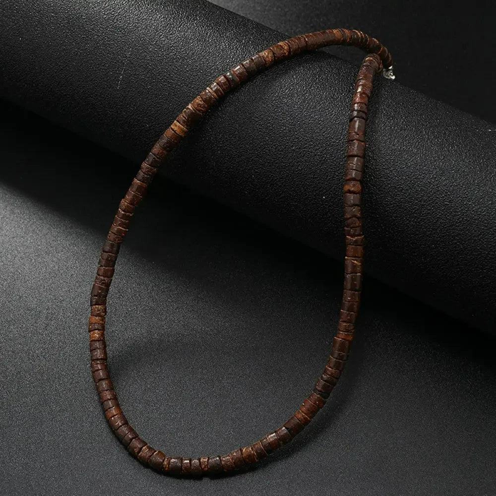 FBA Men's Wood Bead Natural Stone Necklace | Retro Summer Jewelry