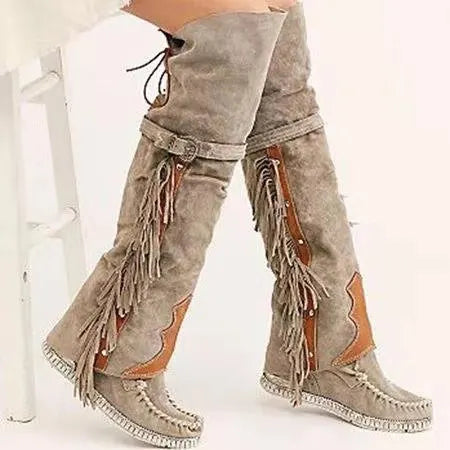 Women's Bohemian Tassel Over-the-Knee Suede Boot