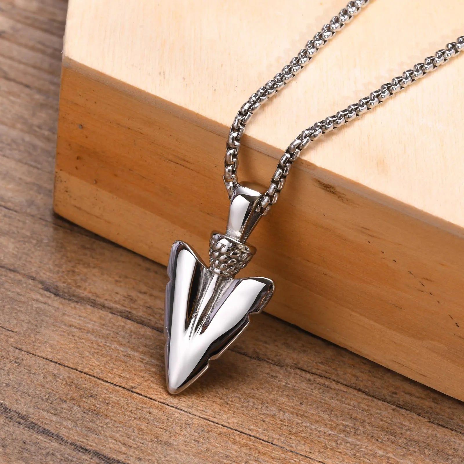 FBA Men's Stainless Steel Spear Head Pendant Necklace | Anti-Allergy Vintage Jewelry