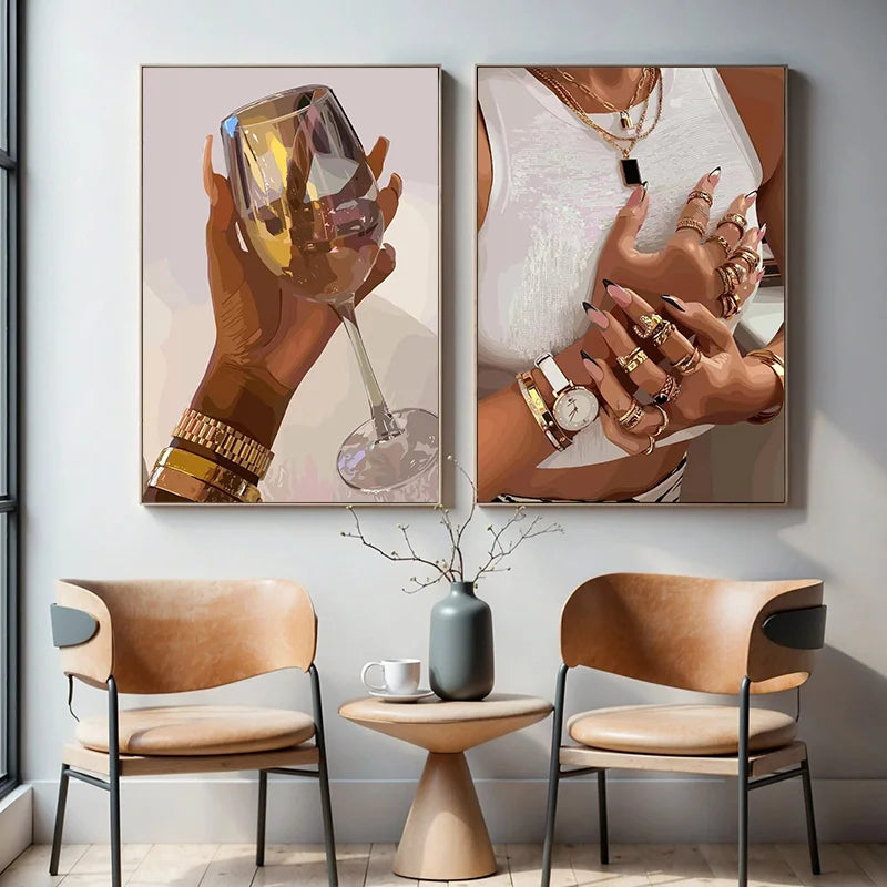 African Woman Jewelry Necklace Canvas Print | Modern Fashion Wall Art
