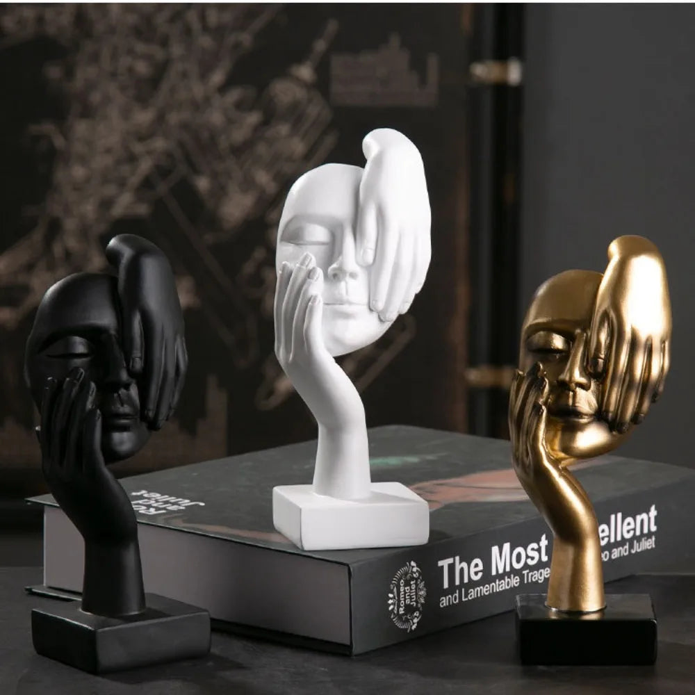 Resin Abstract Face Sculpture | Nordic Light Luxury Figurine for Home & Office Decor