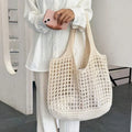 Fashion Crochet Raffia Tote Bag for Women – Boho Woven Knit Straw Beach Shoulder Bag