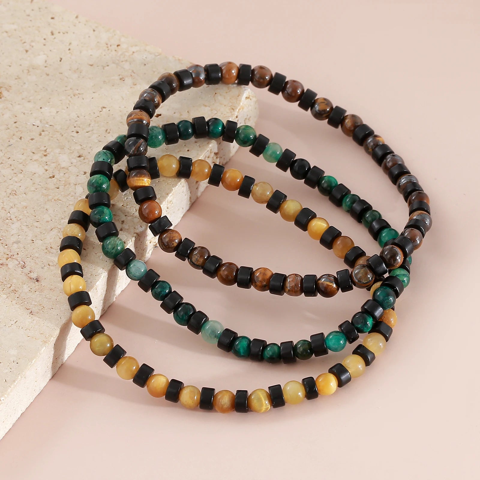 FBA Men's Natural Stone Beaded Elastic Bracelet | Handmade Jewelry Gift