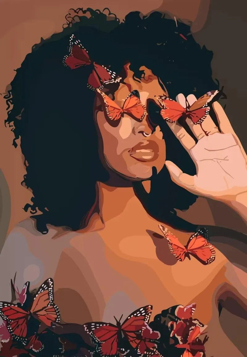 Black Girl Nail Art Canvas Print | Fashionable Women Poster Wall Art for Living Room & Bedroom