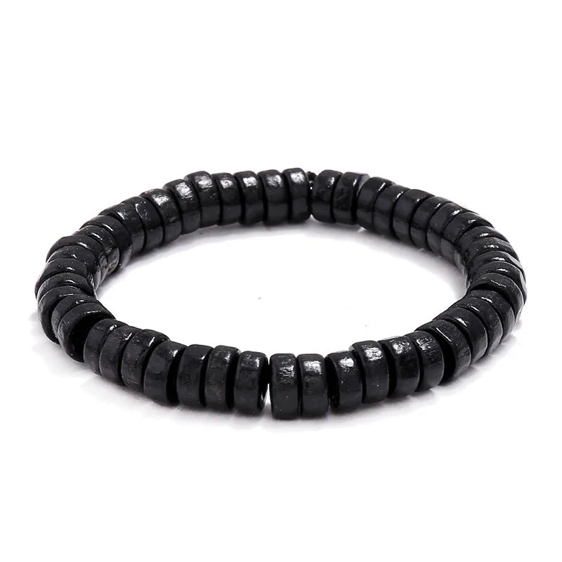 FBA Wooden Beaded Elastic Bracelet | Vintage Unisex Jewelry
