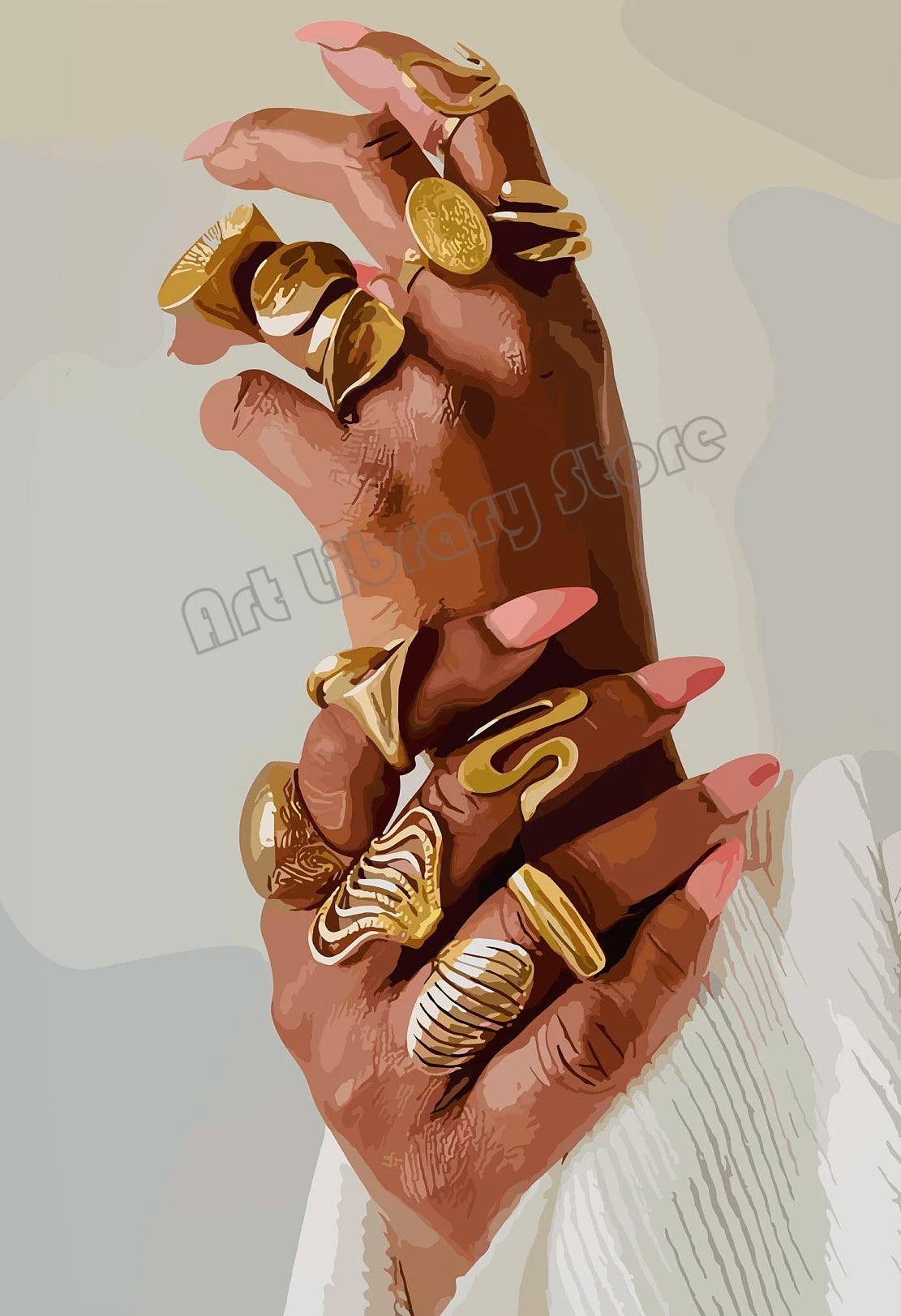 Black Woman Fashion Portrait Canvas Print | Makeup Jewelry Wall Art | FBA Vibes