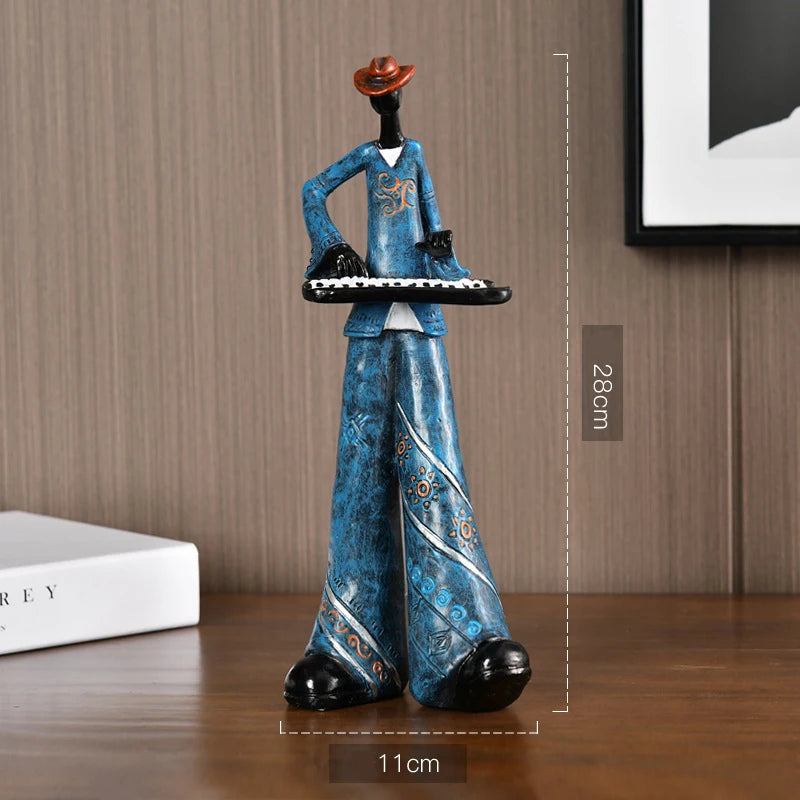 American Jazz Band Musician Resin Figurine | Nordic Arts & Crafts Statue for Living Room, Study & Office Decor