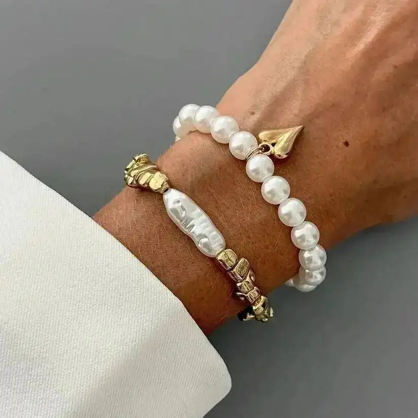 FBA Elegant Imitation Pearl Heart Bracelet for Women | Boho Jewelry Gift