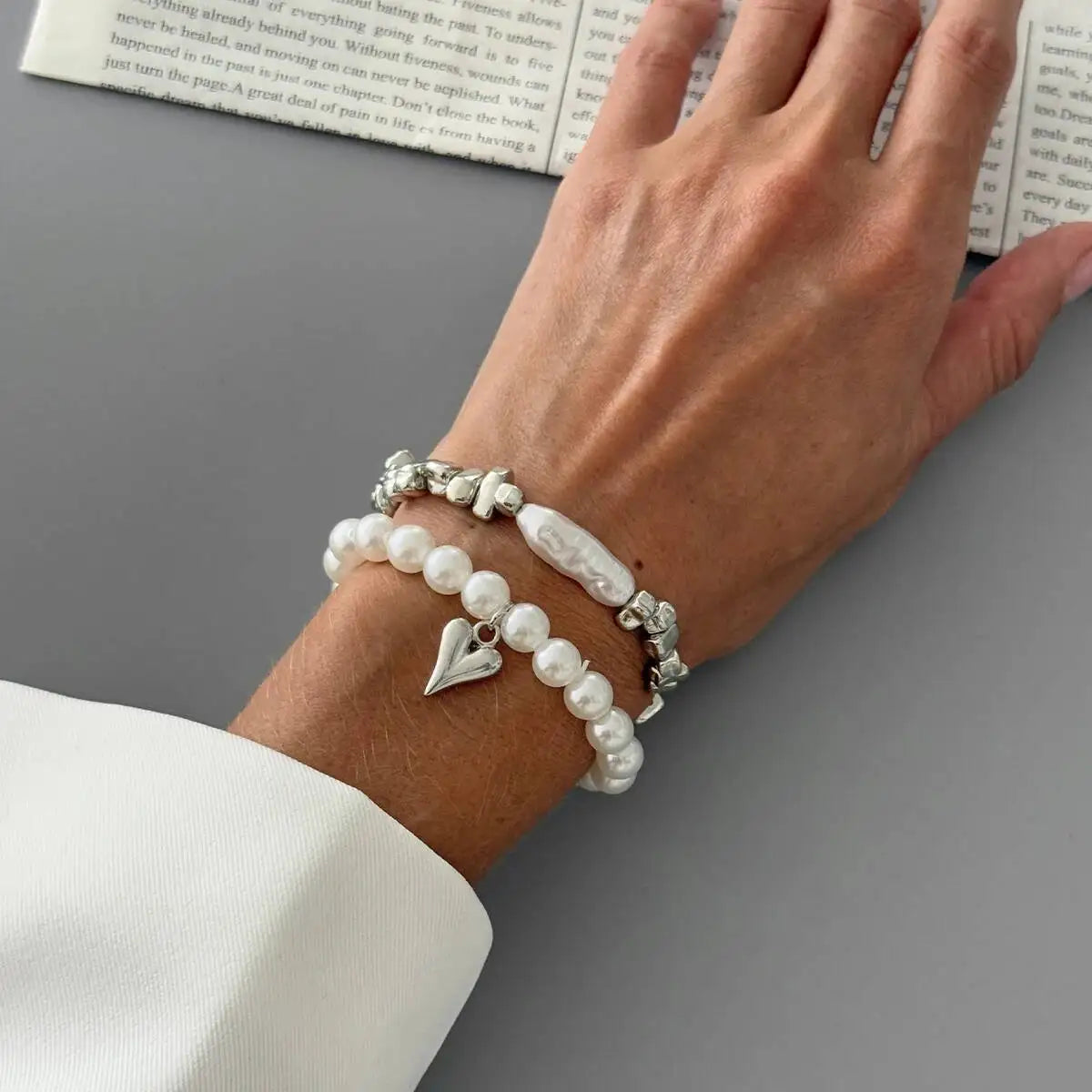 FBA Elegant Imitation Pearl Heart Bracelet for Women | Boho Jewelry Gift