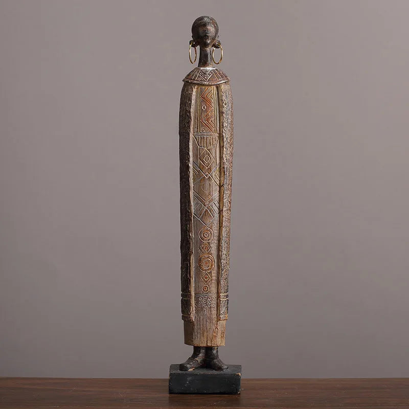African Tribal Women Resin Figurine | Handcrafted Sculpture for Living Room, Bedroom & Cabinet Decor