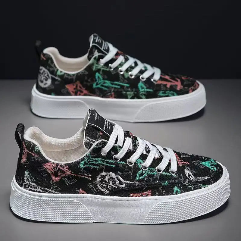 FBA Men's Ethnic Style Platform Board Shoes | Breathable Flat Sneakers