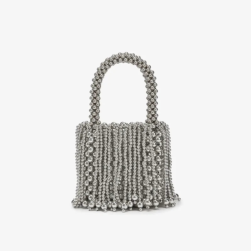 Handmade Beaded Woven Mini Handbag for Women – Luxury Hollow-Out Party Bag