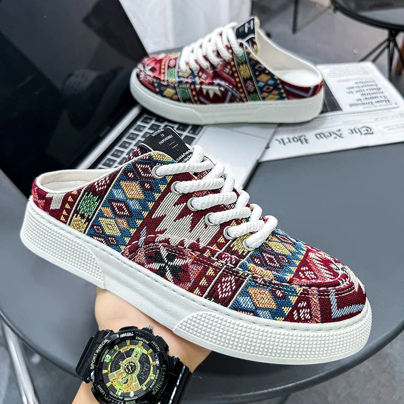 FBA Men's Breathable Half Slipper Sneakers | Lightweight Non-Slip Lazy Shoes