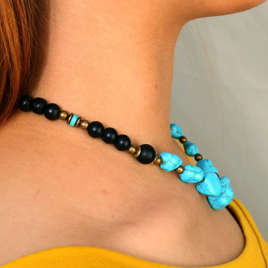 FBA Men's Turquoise Hip Hop Choker Necklace | Surf Punk Jewelry