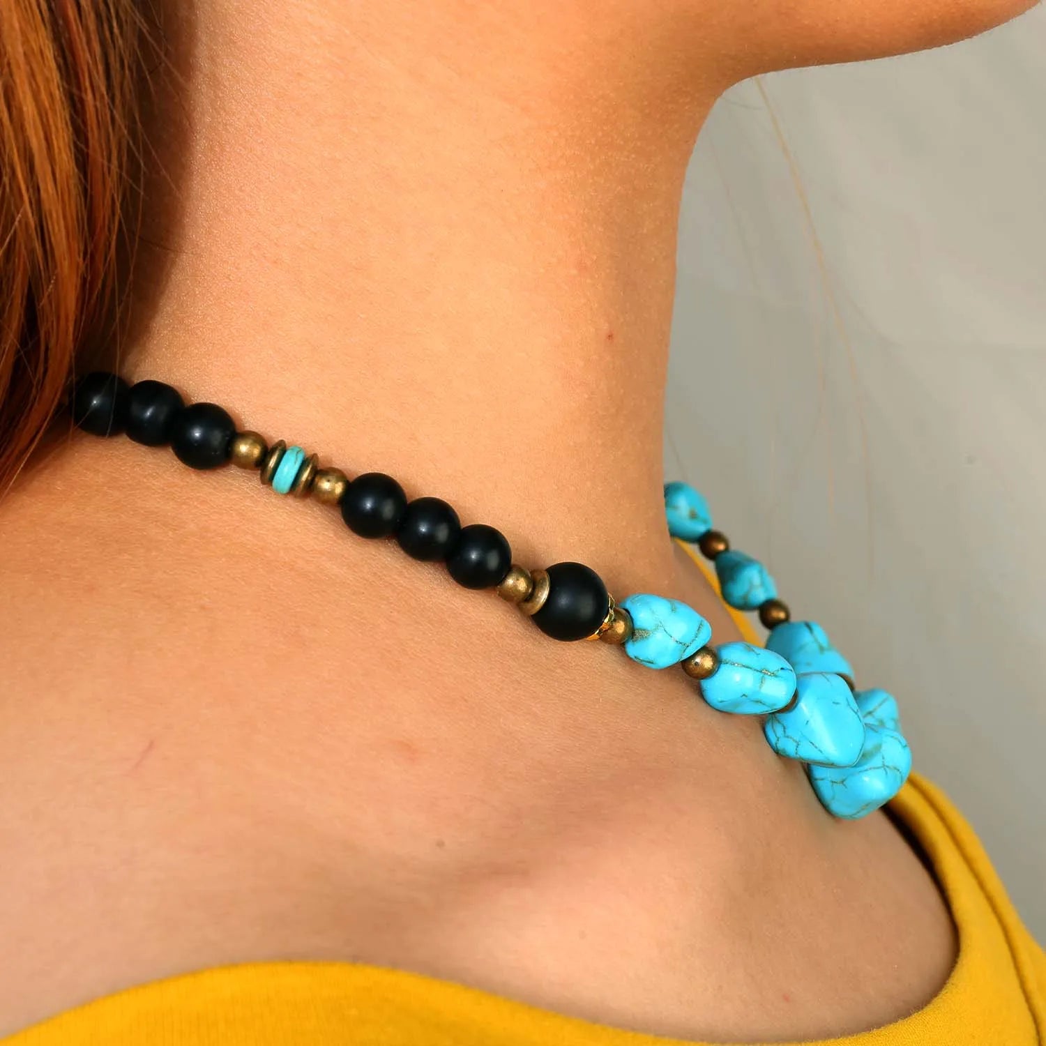 FBA Men's Turquoise Hip Hop Choker Necklace | Surf Punk Jewelry