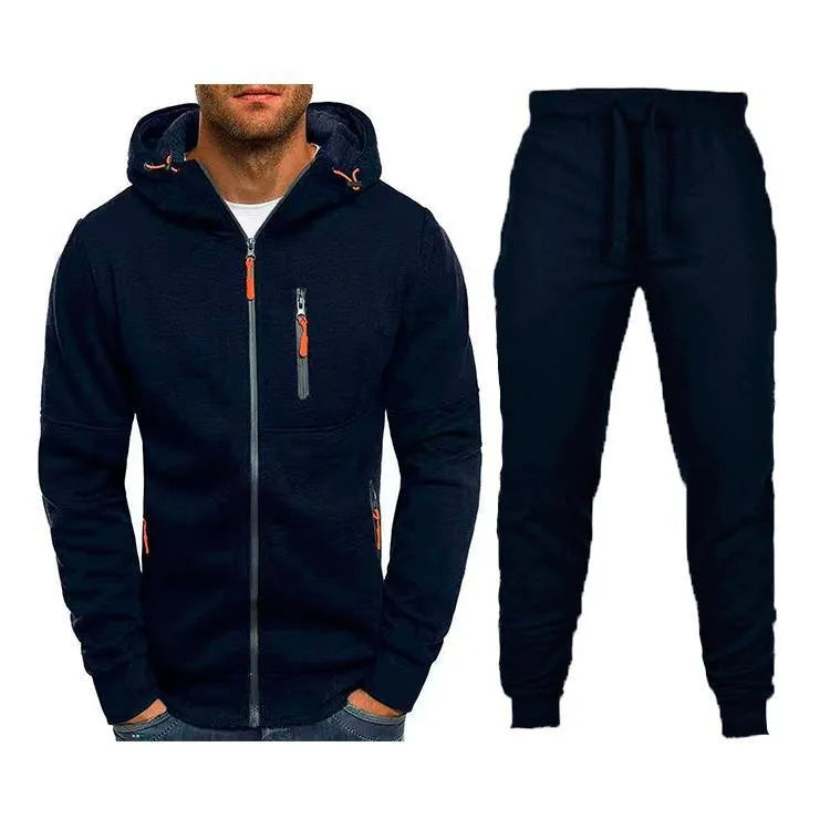 Men's 2-Piece Zip-Up Hoodie & Jogger Tracksuit Set – Fleece Sportswear Running Training Sweatsuit | Multiple Colors | S–3XL | FBA Vibes
