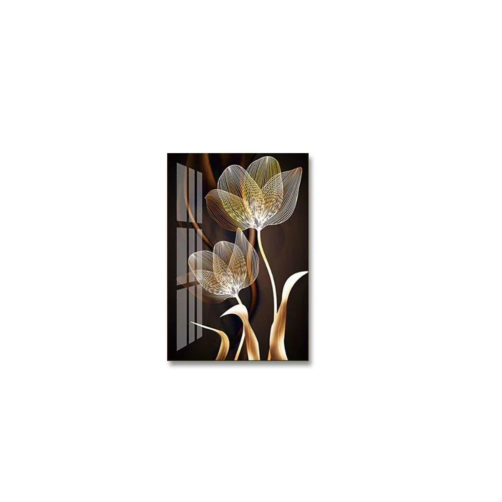 Black & Gold Flower Canvas Print | Modern Abstract Wall Art for Living Room Home Decor