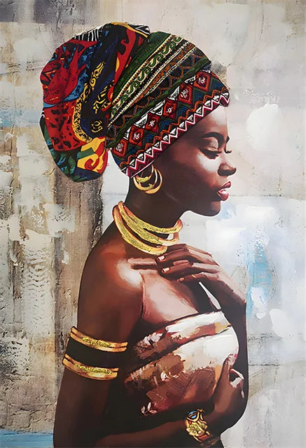 African Woman Abstract Art Canvas Print | Africa Girl Portrait Poster for Living Room Wall Decor