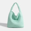Hand-Knitted PU Woven Tote Bag for Women – Large Luxury Criss-Cross Shoulder Bag