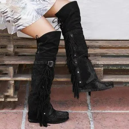 Women's Bohemian Tassel Over-the-Knee Suede Boot