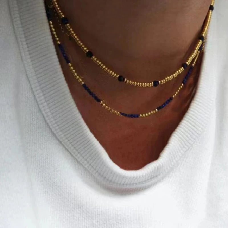 FBA Bohemian Gold Beads Pearl Pendant Necklace | Beach Vacation Jewelry