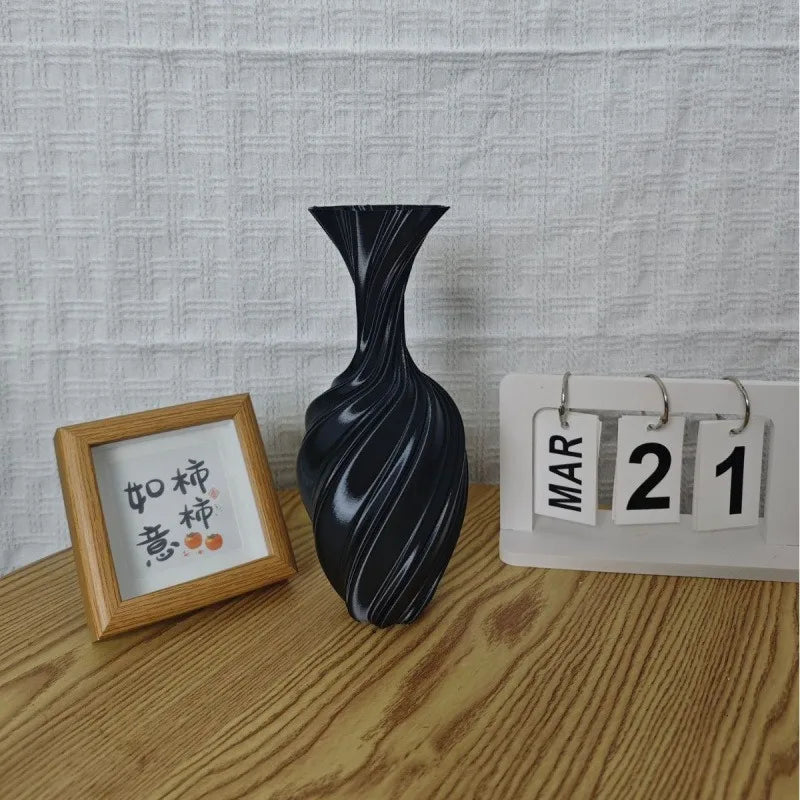3D Printed Abstract Twisted Vase | Retro Nordic Minimalist Flower Arrangement Decor
