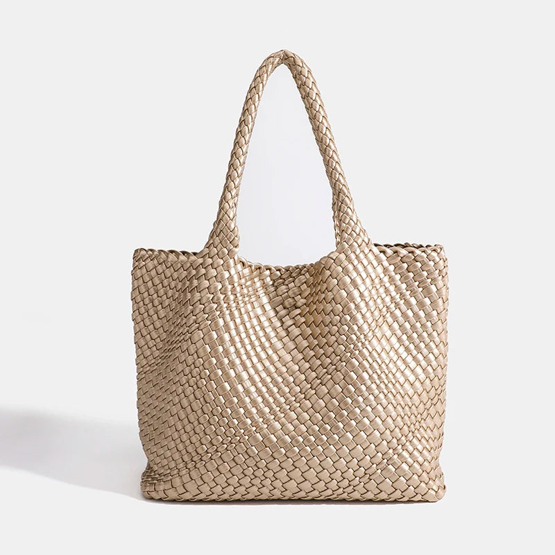 PU Woven Hobo Tote Bag with Coin Purse for Women – Soft Foldable Top-Handle Shoulder Bag