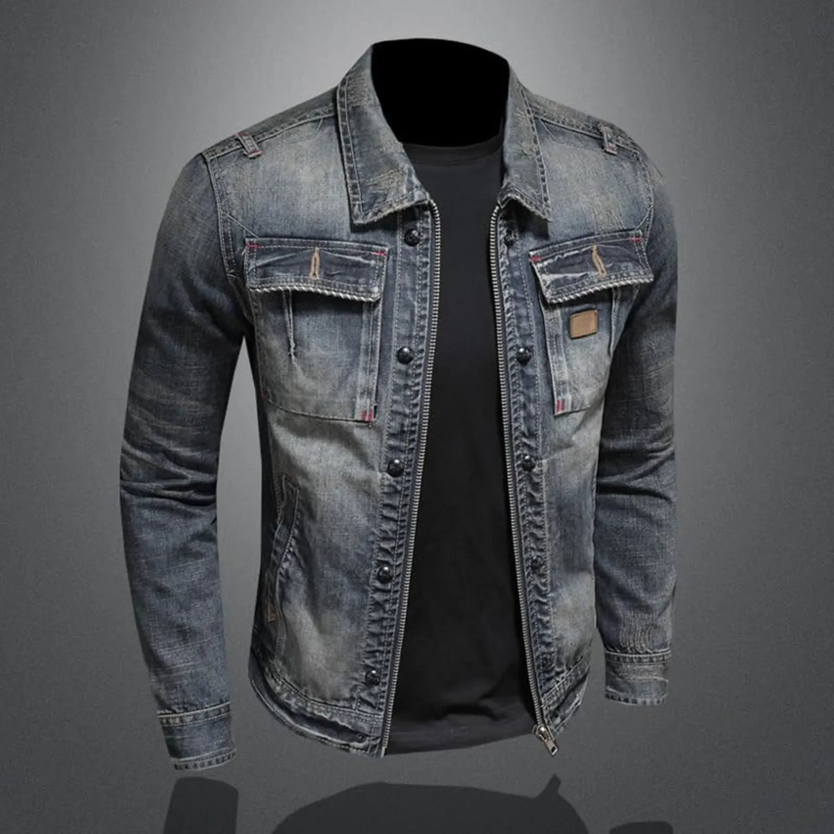 Men's Vintage Slim Fit Denim Jacket – Hip Hop Varsity Style | Blue | M–4XL | FBA Vibes