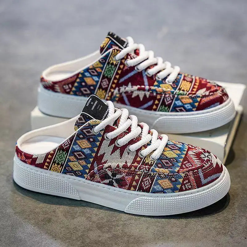 FBA Men's Ethnic Style Platform Board Shoes | Breathable Flat Sneakers