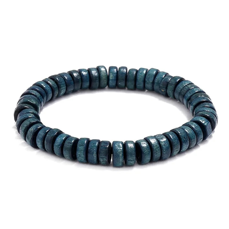 FBA Wooden Beaded Elastic Bracelet | Vintage Unisex Jewelry
