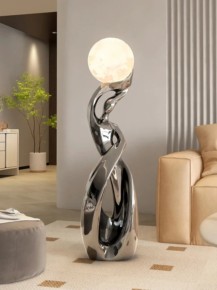 Abstract Art Luminous Floor Sculpture | Nordic Resin Figurine for Living Room & Entryway Decor