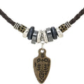 FBA Boho Braided Leather Beaded Necklace | Tribal Charm Pendant Jewelry