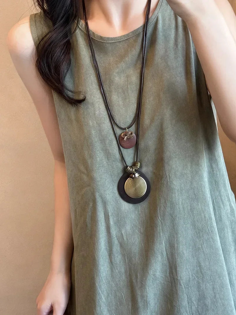 FBA Star Feather Leather Pendant Necklace | Retro Art Jewelry