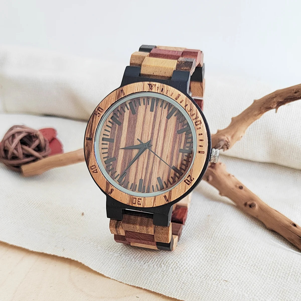 FBA Unisex Vintage Wood Watch | Leather Strap Quartz Wristwatch