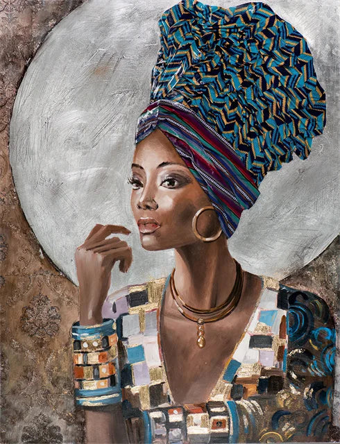 African Woman Abstract Art Canvas Print | Africa Girl Portrait Poster for Living Room Wall Decor