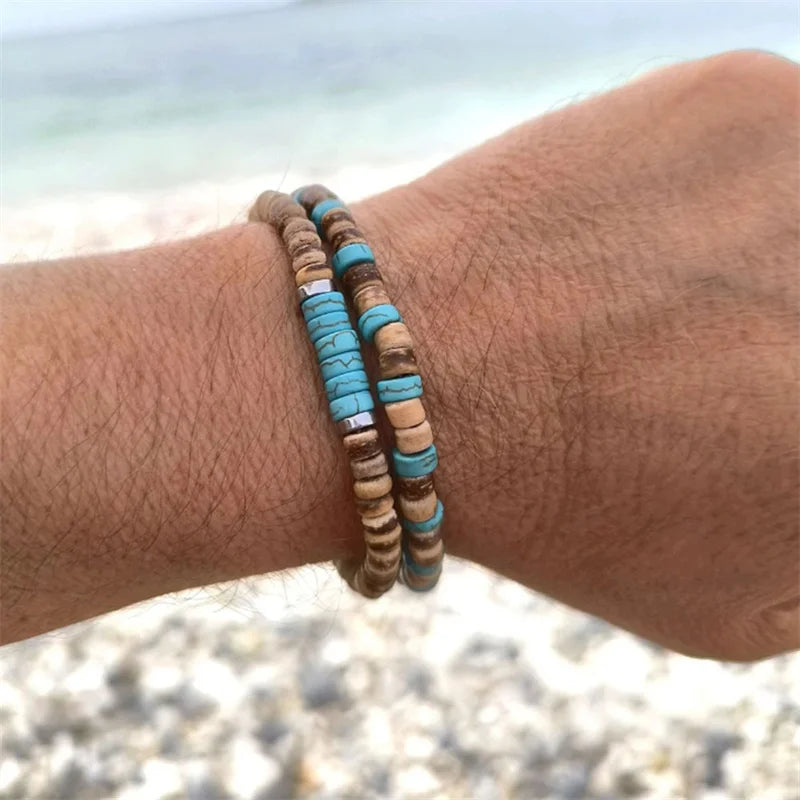 FBA Bohemian Multilayer Leather Wristband Bracelet | Men's Hand Woven Jewelry