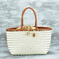 Genuine Leather Woven Basket Tote Bag for Women – Luxury Vintage Cowhide Shoulder Bag