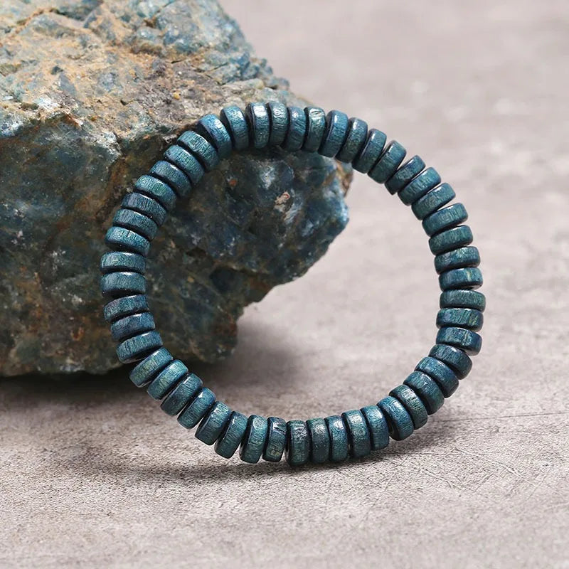 FBA Wooden Beaded Elastic Bracelet | Vintage Unisex Jewelry