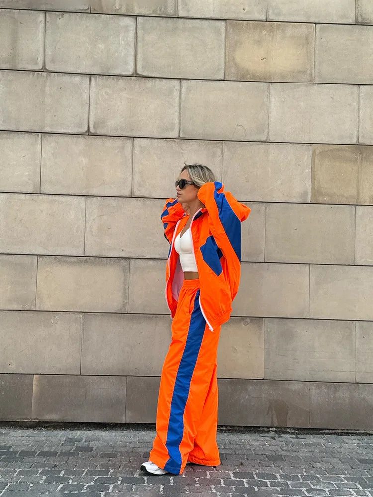 Women's Y2K 2-Piece Tracksuit Set – Zip Sweatshirt & High-Waist Jogger Pants | Streetwear Matching Set | FBA Vibes