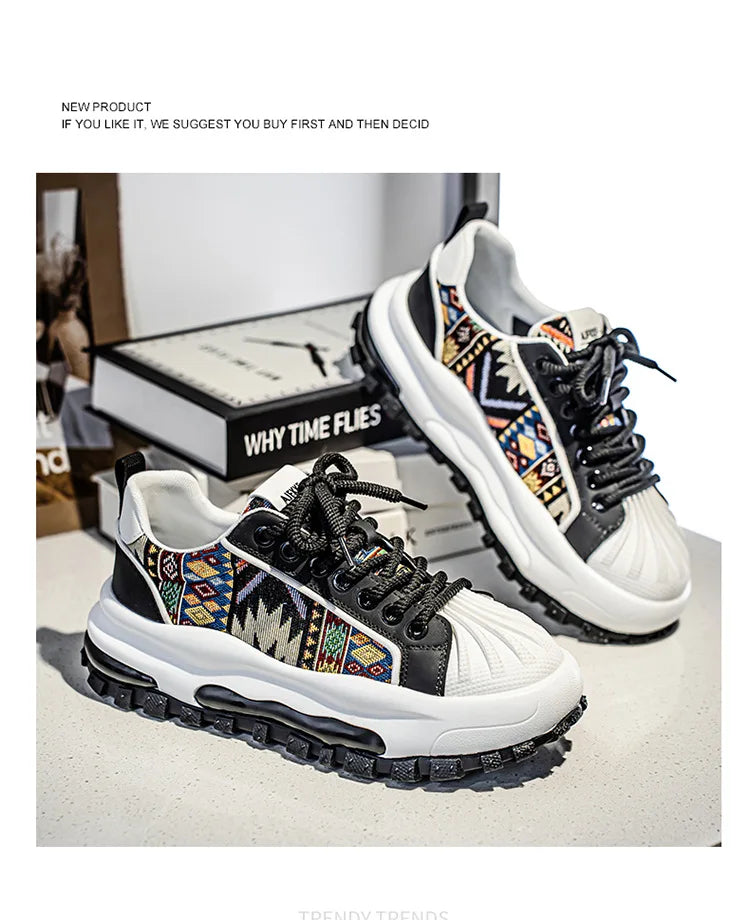FBA Men's Low Top Thick Soled Platform Sneakers | Casual Sports Shoes