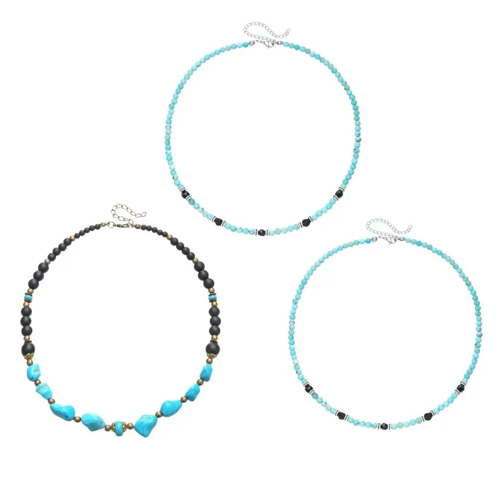 FBA Ethnic Turquoise Black Beaded Necklace for Men | Western Style Jewelry