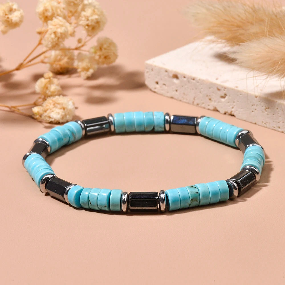 FBA Picture Jasper Hematite Beaded Stretch Bracelet | Men's Anniversary Gift