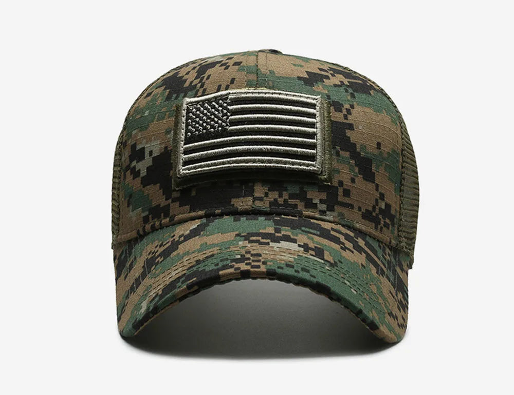 FBA Men's American Flag Camo Baseball Cap | Outdoor Tactical Hat