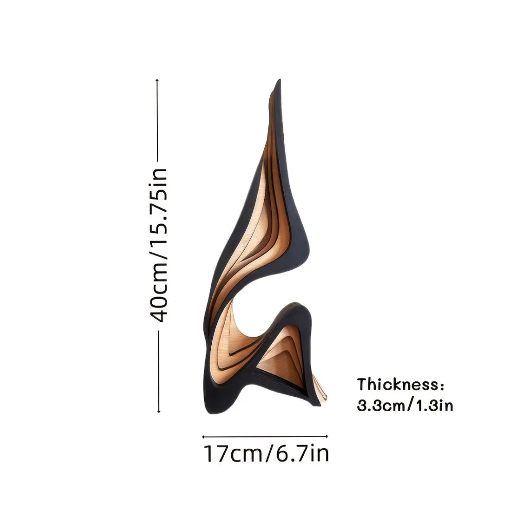 Abstract Wooden Streamlined Statue | Minimalist Sculpture for Bookshelf & Home Decor
