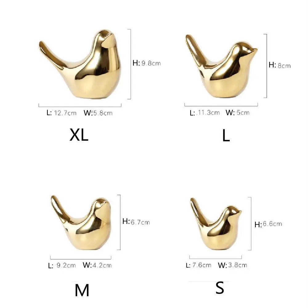 Nordic Gold Ceramic Bird Ornament | Modern Home Decor Figurine