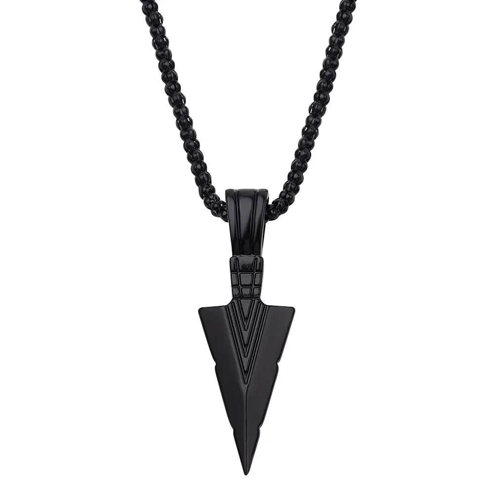 FBA Men's Black Long Arrow Pendant Necklace | Hip Hop Punk Rock Jewelry