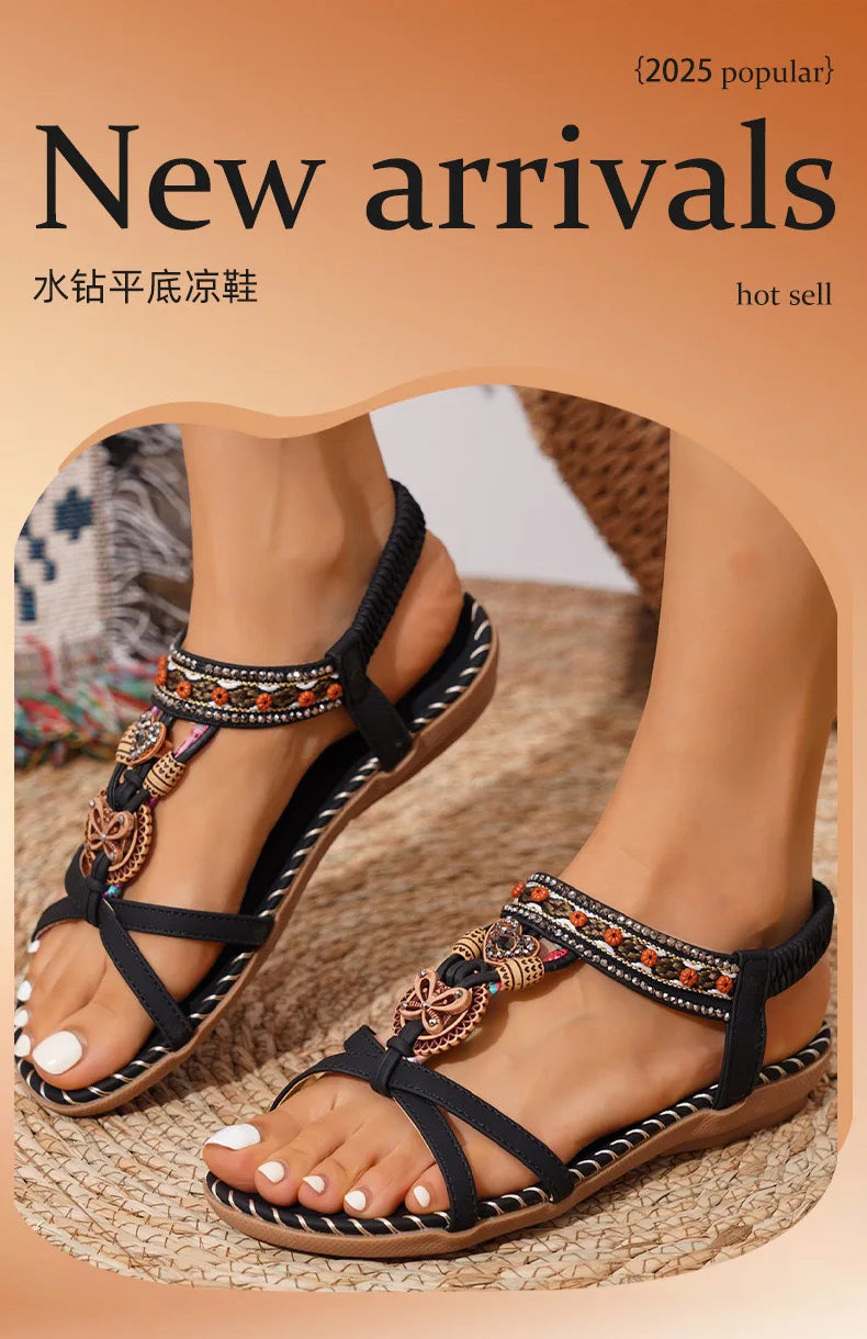 FBA Women's Plus Size Rhinestone Platform Sandals | Summer Fashion Shoes