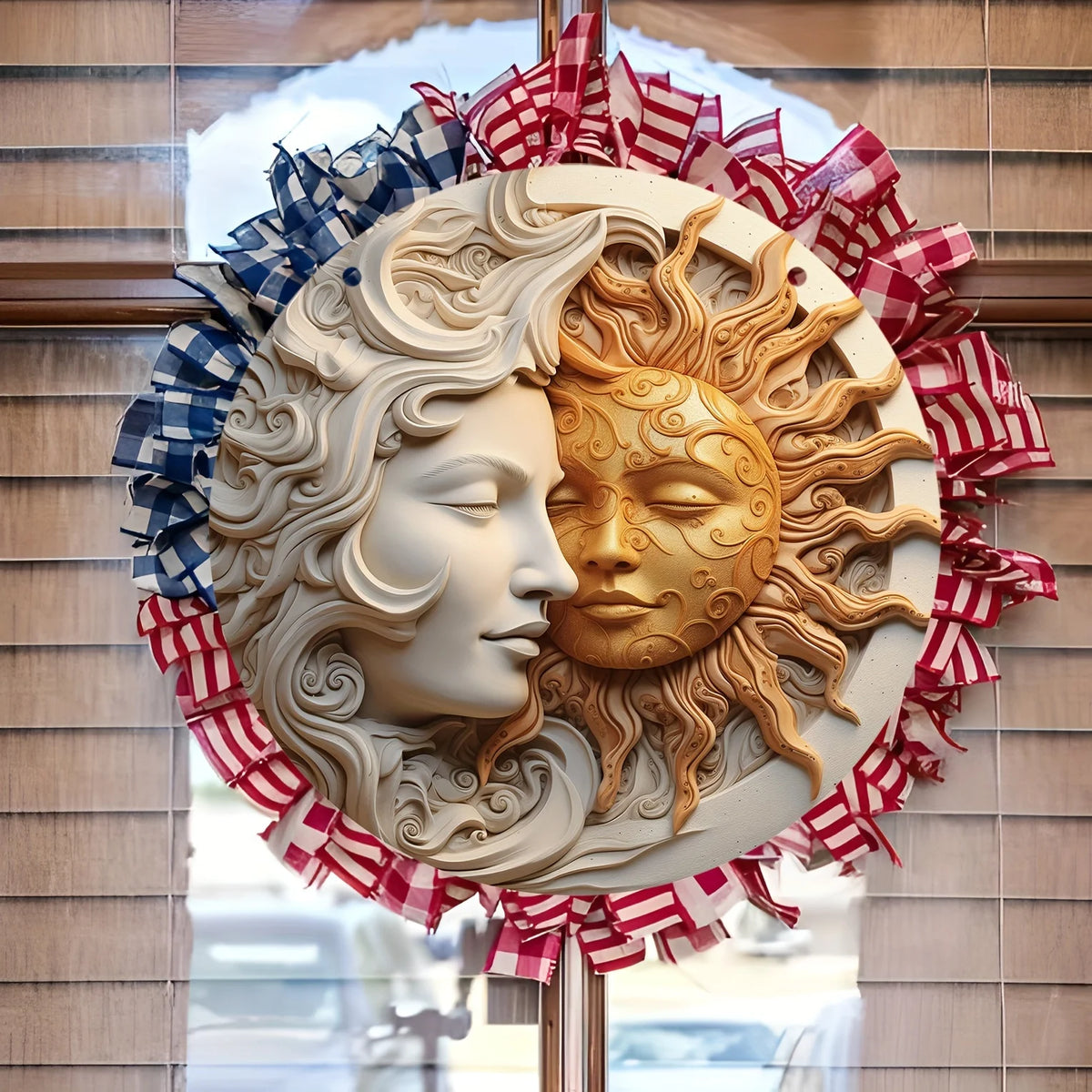Bohemian Sun & Moon Acrylic Round Wall Art | Celestial Window Decor & Wreath Sign for Home & Garden