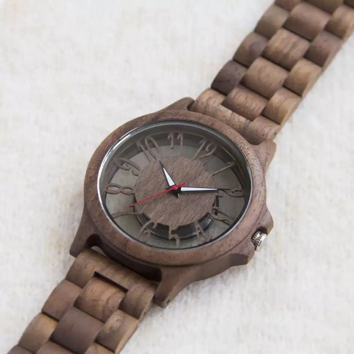 FBA Men's Handmade Engraved Wood Watch | Analog Quartz Wooden Wristwatch